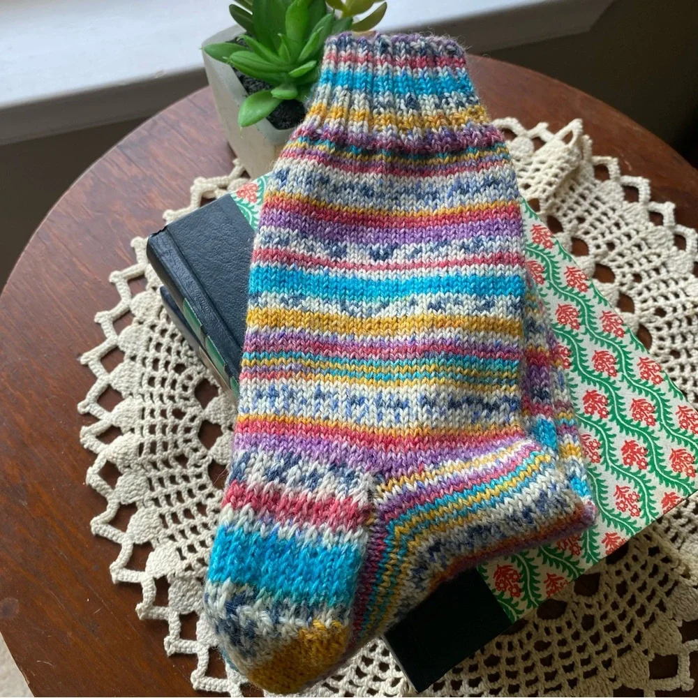 🆕 Multicolor Striped Womans Wool Blend Socks NEW